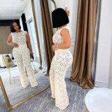 Sleeveless Lace See Through Two Piece Pants Set NY-3599
