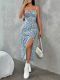 Floral Print Spaghetti Strap Slit Maxi Dress WSYF-5975