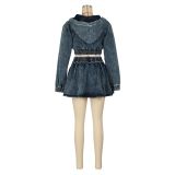Fashion Long Sleeve Hooded Two Piece Skirt Set AIL-317