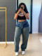 Fashion Denim Washed Straight Jean SH-391381