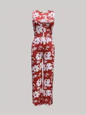 Sleeveless Print Two Piece Pants Suit GDNY-2001
