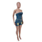 Tube Tops One Shoulder Denim Romper LX-6051