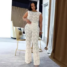 Sleeveless Lace See Through Two Piece Pants Set NY-3599