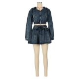 Fashion Long Sleeve Hooded Two Piece Skirt Set AIL-317