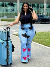 Ripped Love Patch Micro Flare Jeans SH-391380