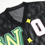 V Neck Mesh Letter Print T Shirts CYA-901722