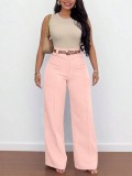 Solid Color Loose Wide Leg Pants(Without Belt) SH-391258