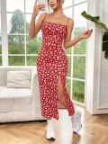 Floral Print Spaghetti Strap Slit Maxi Dress WSYF-5975