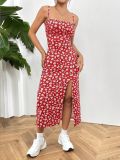 Floral Print Spaghetti Strap Slit Maxi Dress WSYF-5975