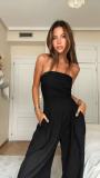 Sexy Wrap Chest Solid Color Jumpsuit OLYF-6183
