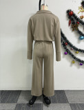 Plus Size V-shaped Lapel Long-sleeve Slim Pants Suit NY-11032