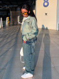 Fashion Denim Washed Straight Jean SH-391381