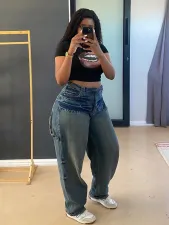 Fashion Denim Washed Straight Jean SH-391381