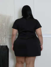 Plus Size Contrast Color Lapel Mini Dress SFY-916