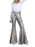 Hot Stamping Snakeskin Print Flared Pants GFMA-25069