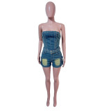 Tube Tops One Shoulder Denim Romper LX-6051