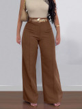 Solid Color Loose Wide Leg Pants(Without Belt) SH-391258