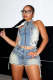Sleeveless Zipper Denim Two Piece Short Set YMEF-53095