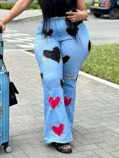 Ripped Love Patch Micro Flare Jeans SH-391380