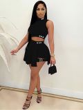 Solid Color Button Shorts Culottes LSD-9144