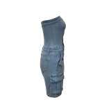 Sexy Tube Top Single-breasted Denim Romper LSD-2437