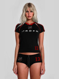 Letter Print Short Sleeve Tops Shorts 2 Piece Set YWXS-XS-XSL44977