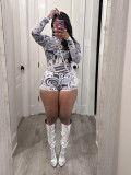 Long Sleeve Print Mesh Tight Pants Suit YWXS-XS-XSL44275
