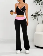 Contrast Color Sling Vest Flare Pants Suit GMOY-ZG2025-10