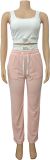 Loose Sport Contrast Color Vest Pants 2 Piece Set GBGF-6614