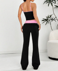Contrast Color Sling Vest Flare Pants Suit GMOY-ZG2025-10