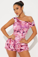 Fashion Print Sleeveless Two Piece Shorts Set GBGF-5083