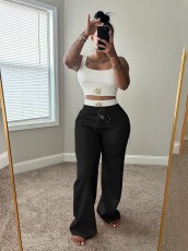 Loose Sport Contrast Color Vest Pants 2 Piece Set GBGF-6614