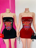 Print Slim Off Shoudler Tube Tops Dress YWXS-XS-L45121