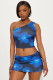 Print Single Shoulder Two Piece Skirts Set GBGF-5081