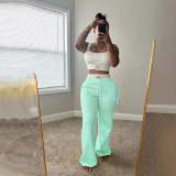 Loose Sport Contrast Color Vest Pants 2 Piece Set GBGF-6614
