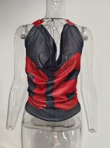 Backless Tie Up Sleeveless Print Vest YWXS-K24B46321