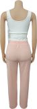 Loose Sport Contrast Color Vest Pants 2 Piece Set GBGF-6614