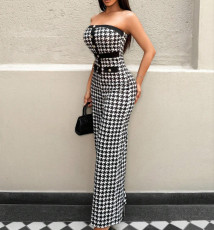 Print Off Shoulder Knits Tube Tops Jumpsuit GMOY-ZG2025-9