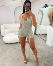 Sexy Hollow Out Sequins Three Piece Shorts Set QXTF-XT8187