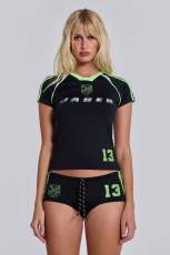 Letter Print Short Sleeve Tops Shorts 2 Piece Set YWXS-XS-XSL44977