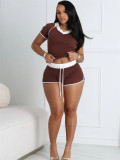 Solid Color Short Sleeve Sport Short Suit YWXS-XS-L45563