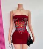 Print Slim Off Shoudler Tube Tops Dress YWXS-XS-L45121