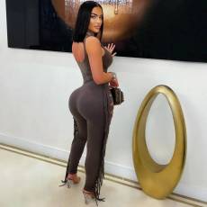 Solid Color Bodysuit Tassel Hole Pants 2 Piece Set LSD-2448