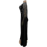 Hot Drill Fashion Long Sleeve Evening Dress BY-7305