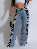 Fashion Print Patchwork Straight Jeans LSD-2320
