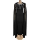 Hot Drill Fashion Long Sleeve Evening Dress BY-7305