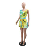 Sleeveless Print Tie Up Romper CYA-901705