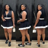 Sleeveless Zipper Tops Skirt Two Piece Set CYA-901804