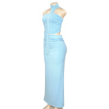 Solid Color Tube Tops Pleated Maxi DressGAXB-D122DS