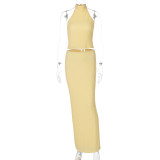 Solid Color Backless Two Piece Skirt Set GLAG-S5318679G